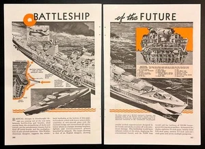 “Battleship of the Future” 1940 pictorial British Streamline ~ L. Ashwell Wood - Picture 1 of 1