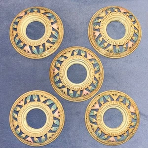 VINTAGE ARTS AND CRAFTS DECO NOUVEAU CEILING LIGHT REFLECTORS SET OF FIVE - Picture 1 of 4
