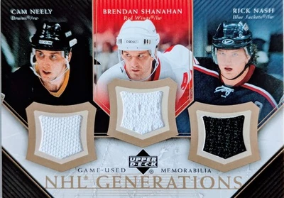 🔥 NEELY SHANAHAN NASH TRIPLE RELIC 2005-06 Upper Deck NHL Generations Game Used - Image 1 of 4