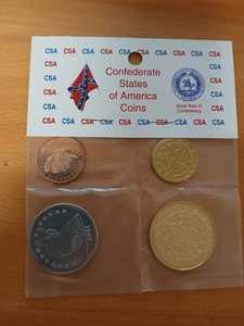 Konföderierte Staaten von Amerika Nachprägung Münzen Set 4 enthält 1c, 50c, 5 $ & 20 $ - Bild 1 von 2