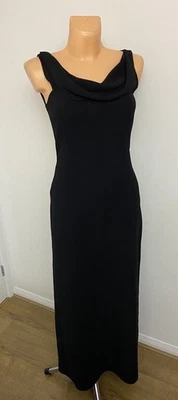 Damas Negro Navidad Fiesta Acampanado Vestido Largo Completo Talla UK 10 Laura Ashley Foto 1 de 4