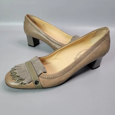 Tods Zapatos Mujer Cuero Marrón Kiltie Tachonado Tacón Mocasines Talla 39 EE. UU. 8.5 Foto 1 de 4