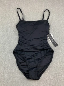 La Blanca Island Goddess Swimsuit Women Size 6 Black 1 PC Shirred Silky Designer - Picture 1 of 15