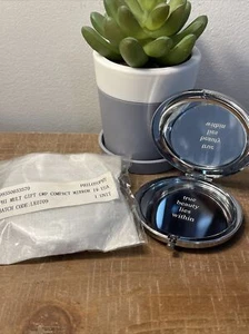 Lot Of 2 NEW Philosophy Engraved Affirmation Compact Makeup Mirrors - Picture 1 of 2