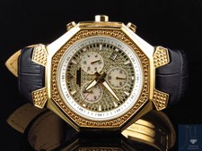 Mens Aqua Master Gold Finish Octagon Shape Diamond Watch 42mm W#118 0.25 Ct