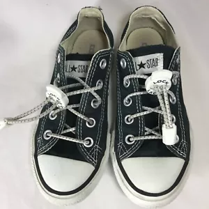 Converse Chuck Taylor Low top Classic Kid Youth 12 Black/White lace lock no tie - Picture 1 of 11