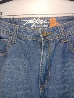 Miskeen Jeans 36X32 Y2K Hip Hop Baggy JNCO Coogi Style Hand Color Thread  - Image 1 of 4