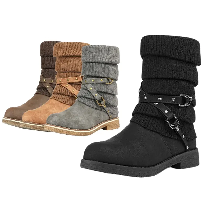 Women's Winter Warm Faux Fur Lined Mid Calf Snow Boots Zip Up Boots - Image 1 of 1