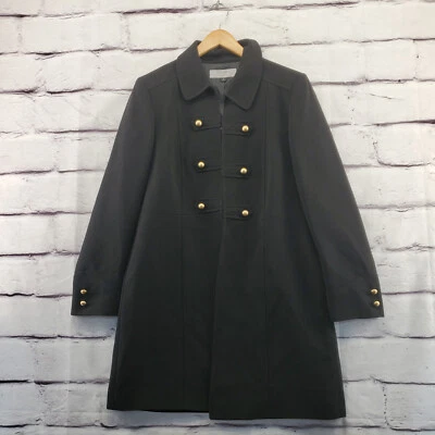 TAHARI ARTHUR LEVINE Coat Womens 12 Mid-Length Old Money Military Style Black - Image 1 of 4