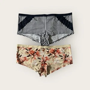 Lane Bryant Cacique Cotton Boyshort Panty Lot of 2 26/28 Gingham Floral - Picture 1 of 2