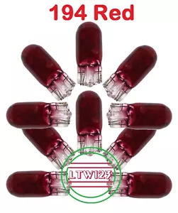 (10) 194 Red T10 Wedge Car Mini Bright Light bulbs W5W 2825 158 192 168,161 - Picture 1 of 2