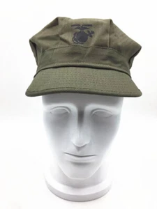 WW2 US HBT USMC PACIFIC CAMOUFLAGE ARMY GREEN MARINE CORPS CAP HAT - Picture 1 of 8