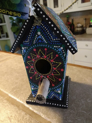 Celestial Chakra Rainbow Bird House Art, Handmade In Indonesia, NWT, 10"x6" Cover