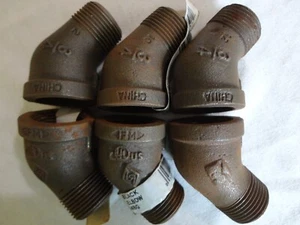 Lot of 6 B&K Mueller 3/4" Malleable BLACK IRON Street 45° Elbow Pipe Fitting - Picture 1 of 6