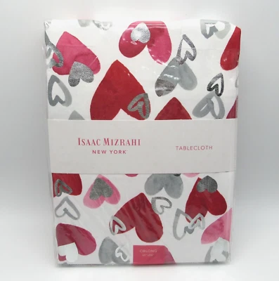 ISAAC MIZRAHI VALENTINE’S DAY HEART TABLECLOTH OBLONG 60” x 84” - Image 1 of 4