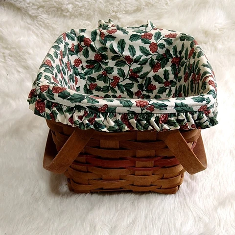 Longaberger Christmas Collection 1995 Edition Cranberry Basket Square 2 Handle Cover