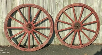 Paire anciennes Roues Voiture Pompier/19 Ème Siècle/old fireman car wheels - Photo 1/4