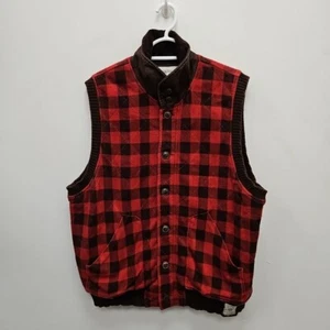 Ralph Lauren Denim Supply Red Plaid Tartan Cotton Gilet Vest Bodywarmer Size XXL - Picture 1 of 12