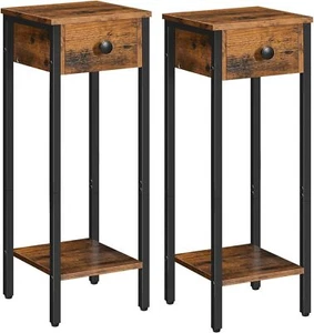 HOOBRO End Table Bedside Table Set of 2 Side Table Brown 9.8" x 9.8" x 27.6" - Picture 1 of 9