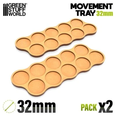 GREEN STUFF WORLD Bandejas de Movimiento DM 10 x 32mm wargames miniaturas AOS LOTR movement trays