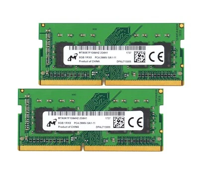 Micron 16GB DDR4 RAM 2x 8GB 1RX8 PC4-21300 2666V 1.2V SODIMM Laptop Memory CL19 - Image 1 of 4