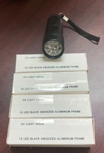 UV LIGHT 12 LED Black Anodized Aluminium Frame MINERALS GEMS CURRENCY DETECTION - Picture 1 of 8
