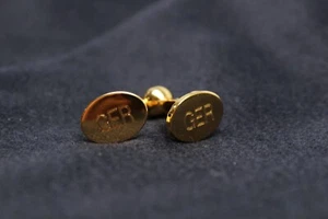 Deumer Germany formelle Manschettenknöpfe "GER" goldfarben Messing oval Kugelboden - Bild 1 von 5