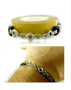 18ct Bracelet men's Gold 18k in 18 kt Mens of stainless steel and black rubber - Picture 1 of 8