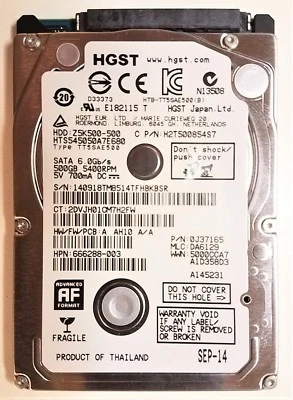NEW - Original HP Pavilion 15-F008CL 500GB Hard Drive 683802-001 Z5K500-500 AMD - Image 1 of 4