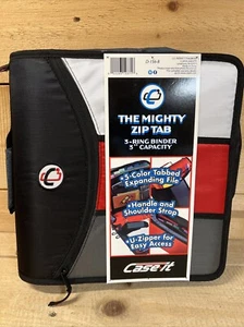 Case It The Mighty Zip Tab 3-Ring Binder 3” Capacity: Black, White and Red - NEW - Picture 1 of 17