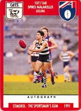 ✺New✺ 1991 GEELONG CATS AFL Card SPIRO MALAKELLIS Scanlens