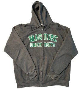 Maguire University Hoodie Mens Size XL Novelty Full Zip Gray Sweatshirt - Picture 1 of 8
