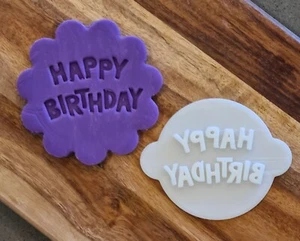 Happy Birthday, Block Letters, Cookie Cupcake - Stamp Embosser - Picture 1 of 3