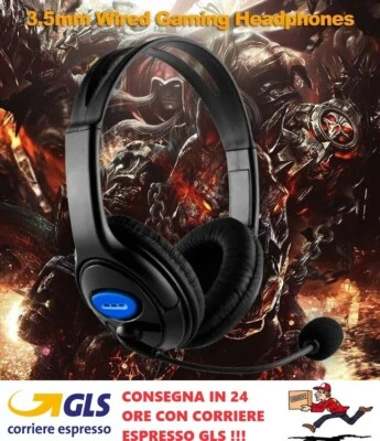 CUFFIE GAMING PER PS4 PC XBOX ONE AURICOLARE CON MICROFONO E CONTROLLO VOLUME - Immagine 1 di 4