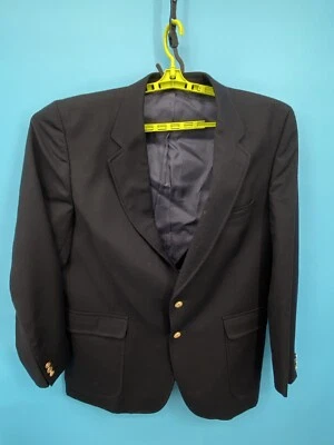 Blazer English Manor Para Hombres 46L Azul Marino Dorado Botón Traje Chaqueta Deportiva 2 Botones Ventilados Foto 1 de 4