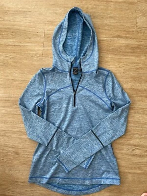 Z by Zella Half Zip Blue Hooded Pullover Reflective Thumbholes Women's XS - Image 1 of 4