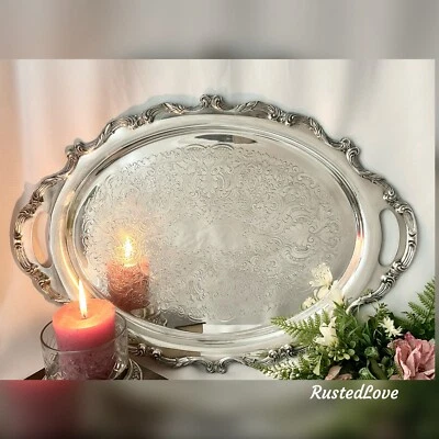Wallace Silver Plated Butlers Tray La Reine Wallace Vintage Coffee and Tea Tray* - Image 1 of 4