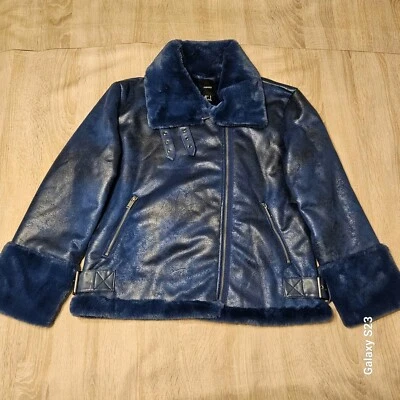 Abrigo de invierno Forever 21 azul Sherling para mujer talla L nuevo con etiquetas piel sintética  Foto 1 de 4