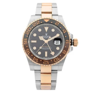 Rolex GMT-Master II Steel 18k Gold Root Beer Black Dial Mens Watch 126711CHNR - Picture 1 of 7