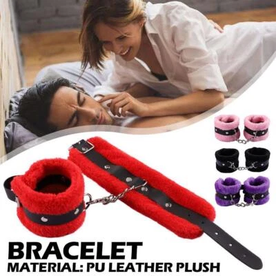 Flauschiges Handgelenk Handschellen Lederarmband Abnehmbare verstellbare 4 Pic { - Bild 1 von 4