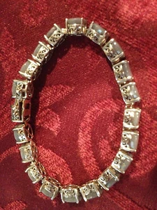 "JUEGO RARO DE PULSERA DE ZAFIRO DE PLATA 40,50 CTS EN PLATA ESTERLINA 7,5" - Imagen 1 de 12