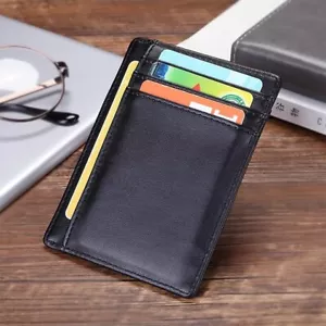 Slim Wallet for Men | RFID Blocking Minimalist Black Credit Card Holder - Picture 1 of 13