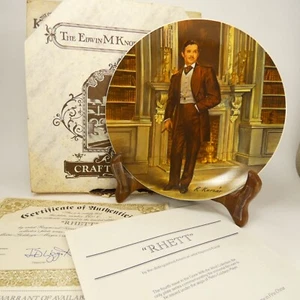 "Rhett" 4th Plate in Knowles Gone With The Wind Collection  8" Box, COA XBK2C - Foto 1 di 16