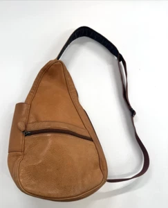 Vintage LL Bean AmeriBag Tan Leather Crossbody Sling Purse Distressed Bag - Picture 1 of 15