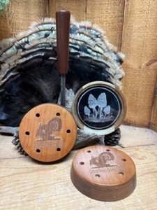 Laminated Walnut/Cherry Glass over lasered Aluminum Friction Pot Turkey Call - Picture 1 of 1