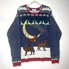 Pull de Noël en tricot Holiday Time Wolves & Moon Fair Isle taille xl
