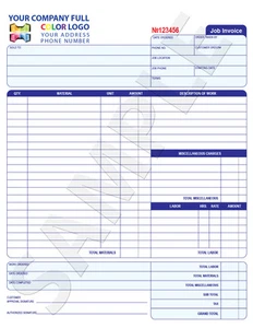 100 Color Invoice / Sales Receipt / Estimate / Quote / Proposal Carbonless Form - Picture 1 of 1