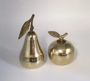 Vintage Brass Apple Bell and Pear Trinket Box - Picture 1 of 8