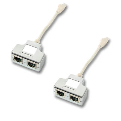 Set 2 Sdoppiatori di Rete Adattatore Y Doppler Porta Sdoppiatore RJ45 2 Vie Ethernet - Immagine 1 di 3
