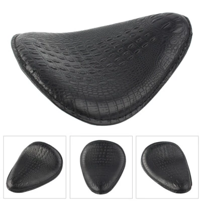 Asiento de conductor solo de cuero de cocodrilo negro para Harley Dyna Fatboy Yamaha Suzuki Foto 1 de 4
